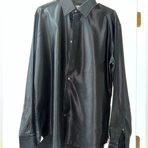 MENS VERSACE 
Black Button up Dress shirt